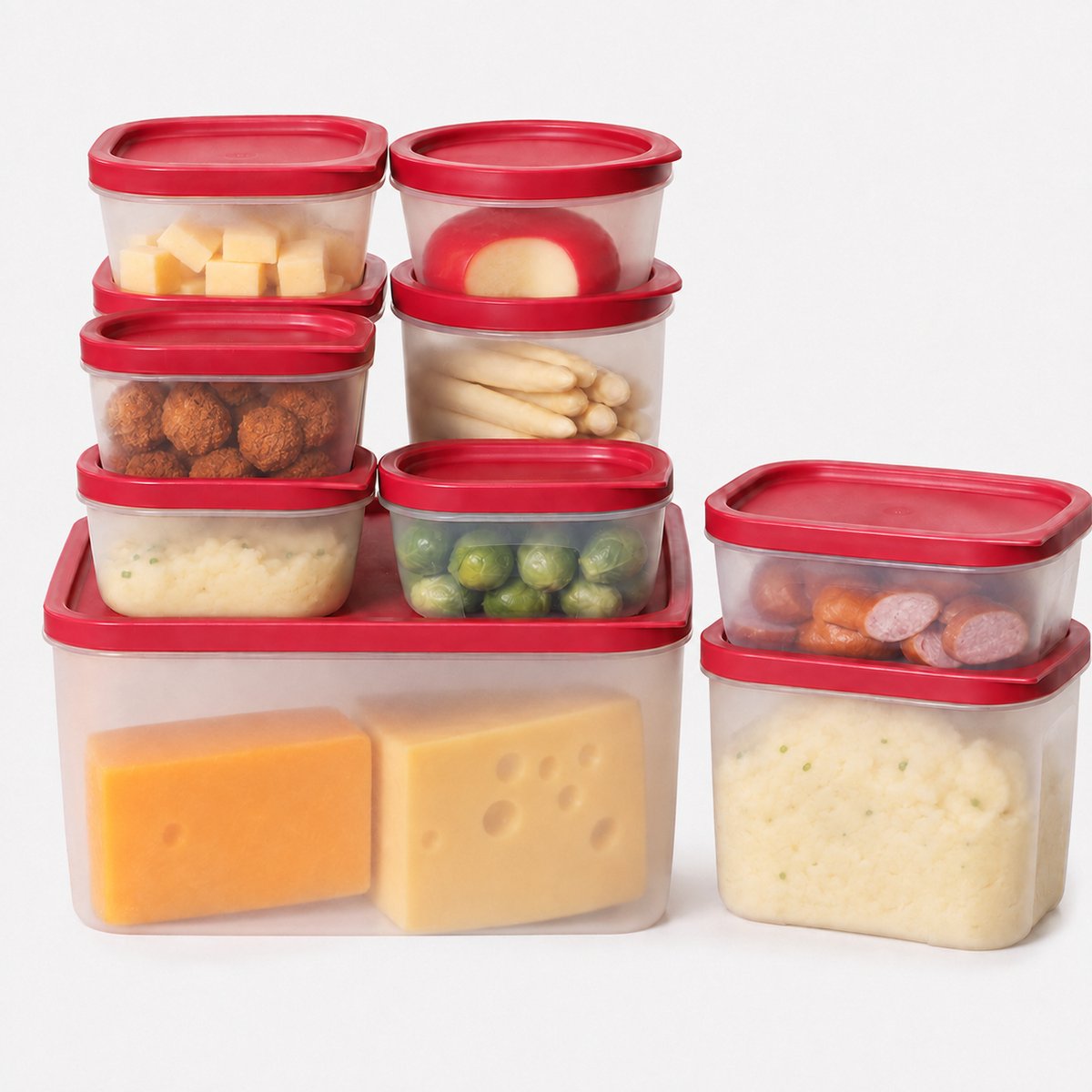 OUYLAF plastic bakjes met deksel - Vershoudbakjes set - 10 stuks - Meal prep bakjes - Luchtdichte - Vershoudbakjes met deksel - BPA vrij - Diepvriesbakjes