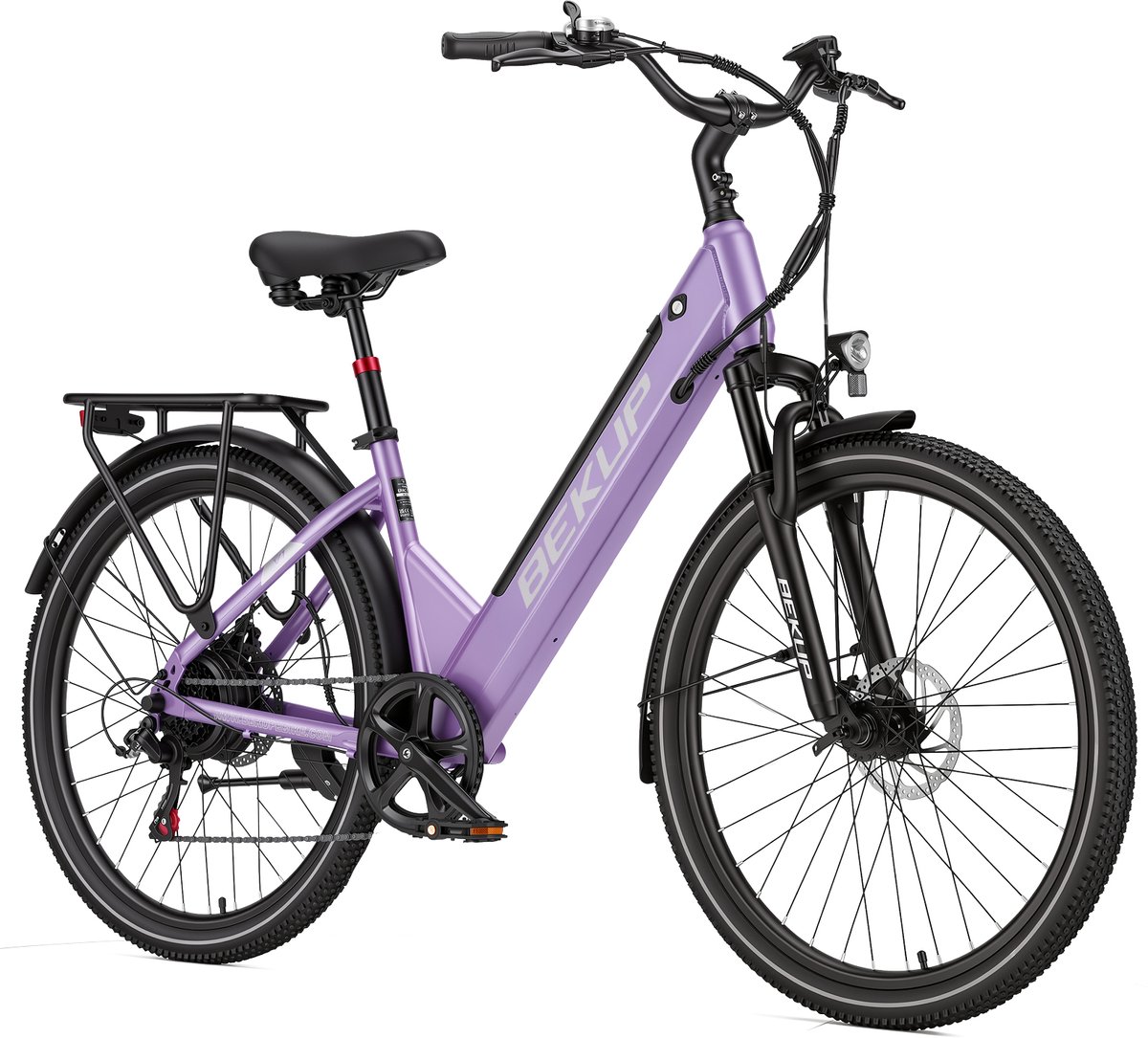 Elektrische stadsfiets voor woon-werkverkeer - 26 inch - 250W achterwielmotor - 45Nm hoog koppel - 522Wh lithium accu - Actieradius tot 75 km - Lage instap frame - Schijfremmen - LCD-display - Geveerde zadelpen - Avondroze