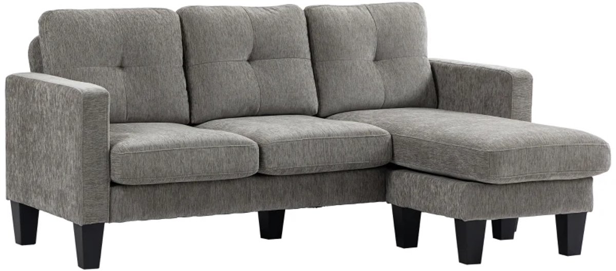 Hoekbank L-vorm - Omkeerbare Chaise Longue - Hoes in Linnenlook - 186 x 130 x 84 cm - Bruin