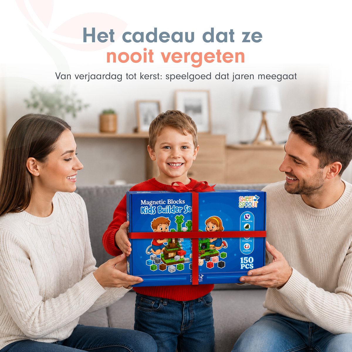 Sweet Sprout Magnetische Blokken - 150 stuks - Speelgoed - Magnetic Tiles - Blokken - Magnetic Cubes - Bouwstenen - Bouw jouw magna wereld - Magneten speelgoed - Constructiespeelgoed — cadeau in Spellen & Speelgoed - foto 7