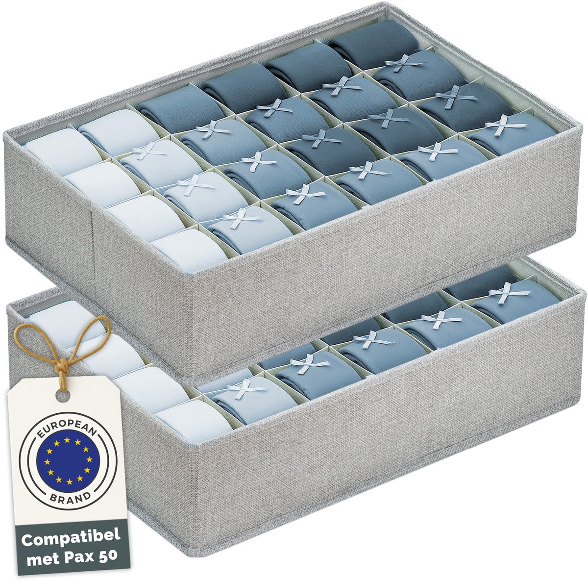 Blumtal PAX Organizer Opbergsysteem Kledingkast 2-delige set - 2x kledingkast - Geschikt voor organizer voor PAX 50 cm kast - opvouwbare dozen voor sokken en onderbroeken - Grijs
