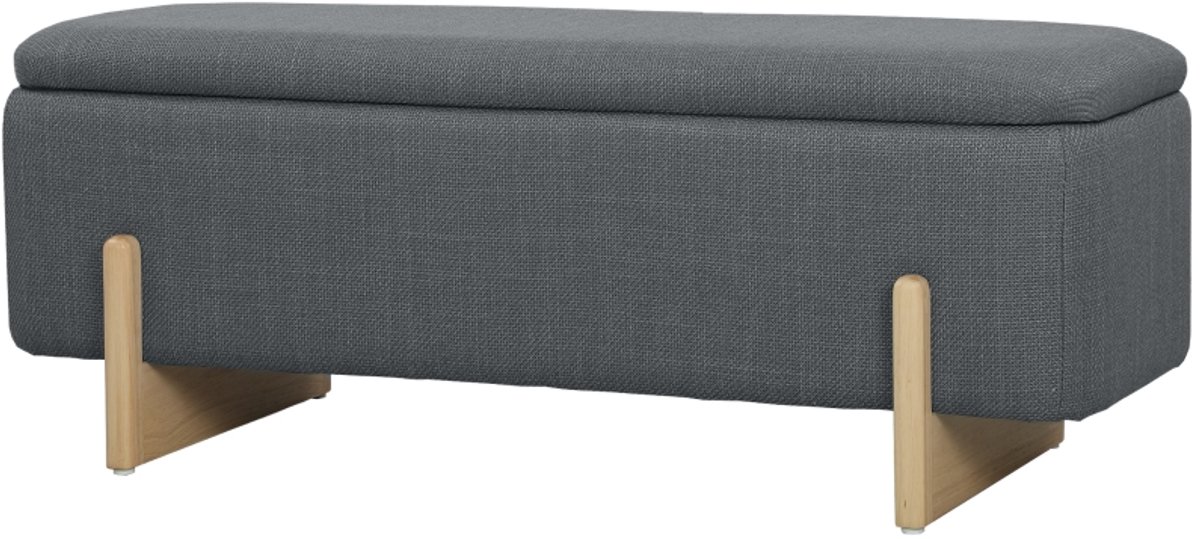 Opbergbank met Verborgen Opbergruimte 111 x 44 x 44,5 cm, Gestoffeerde Zitbank, Opbergpoef, Voetenbank, Zitkist, Linnenlook, Donkergrijs, voor Woonkamer, Hal en Slaapkamer, Tot 150 kg