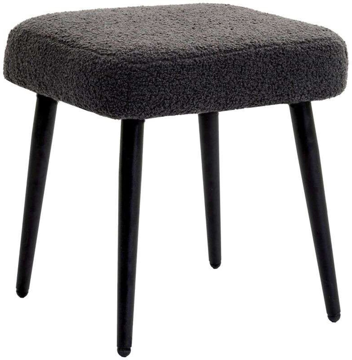 42 x 42 x 44 cm Hocker, Gepolsterde Voetenbank, Zitkruk, Voetensteun, Zachte Bekleding met Kasjmierlook, Stalen Poten, Donkergrijs, Voor Woonkamer, Slaapkamer en Hal, Tot 120 kg