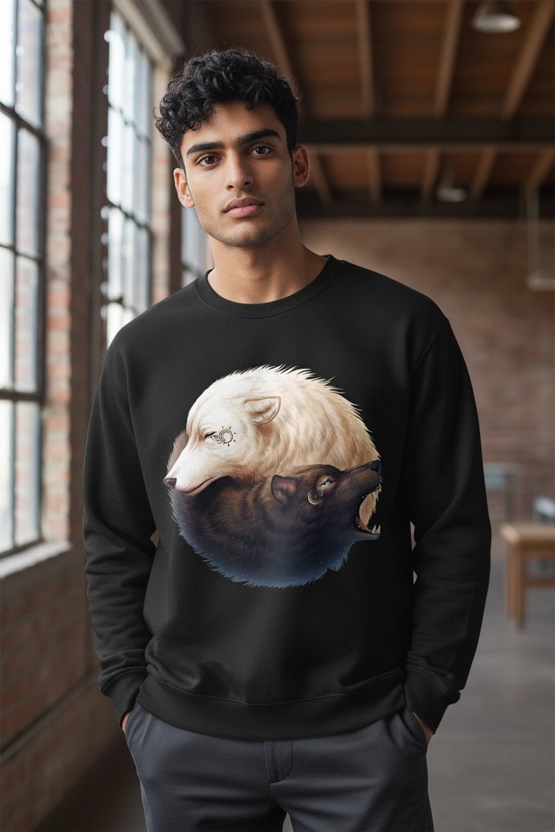 Wolven Yin And Yang Wolves The Coloured House Sweater L