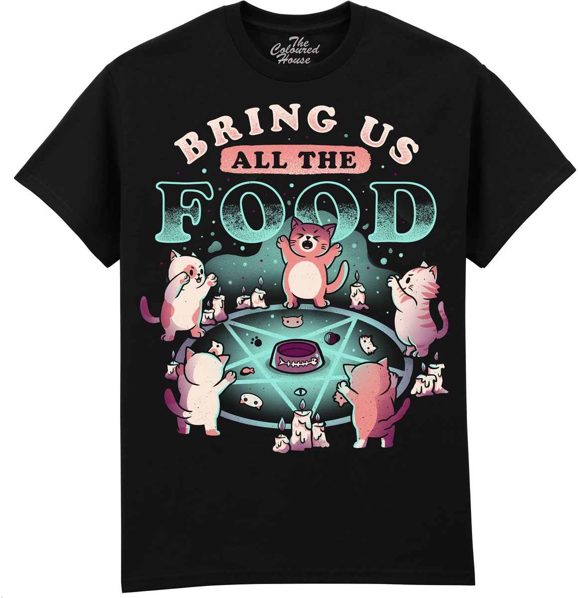 Katten Bring Us All The Food The Coloured House T-shirt L
