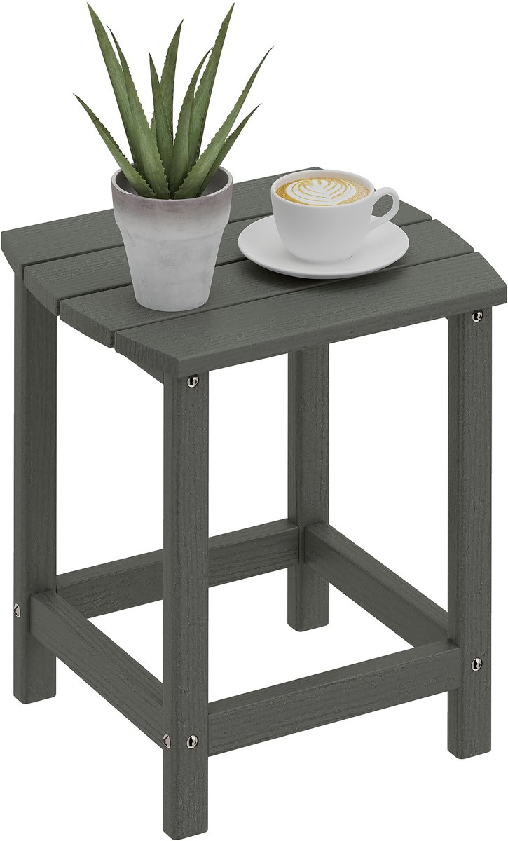 Tuintafel - weerbestendige balkontafel van HDPE - eettafel/campingtafel voor buiten - tuin - terras - balkon - 48x37x46 cm - grijs