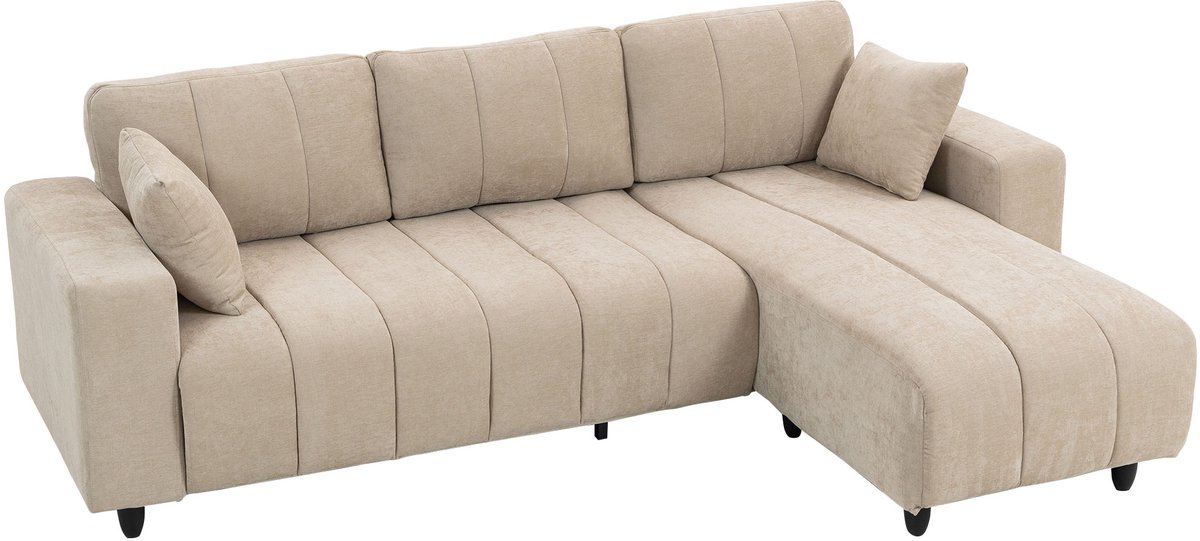 L-vormige hoekbank 3-zits - Flexibele chaise longue - Beige