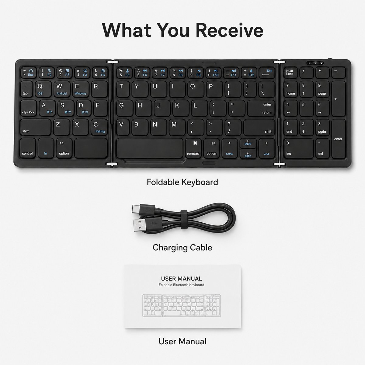 Opvouwbaar Toetsenbord - Bluetooth Keyboard - Stabiele Verbinding - Stom - Lange Batterijduur - Voor Tablet Smartphone Laptop Pc Ios Android (zwart) — cadeau in Elektronica - foto 6