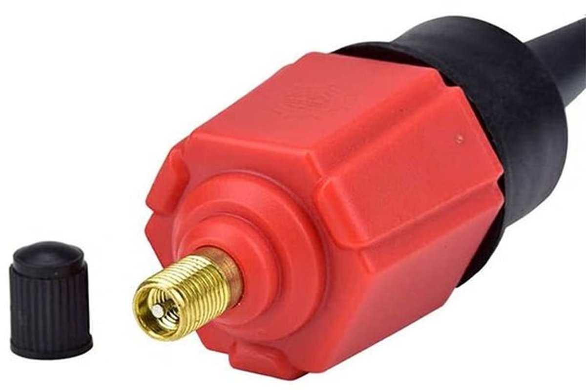 Compressor naar opblaasbare pompventiel - Opblaasbare ventieladapter - Stevige constructie - Rood - Geschikt voor luchtmatras zwemring ka...