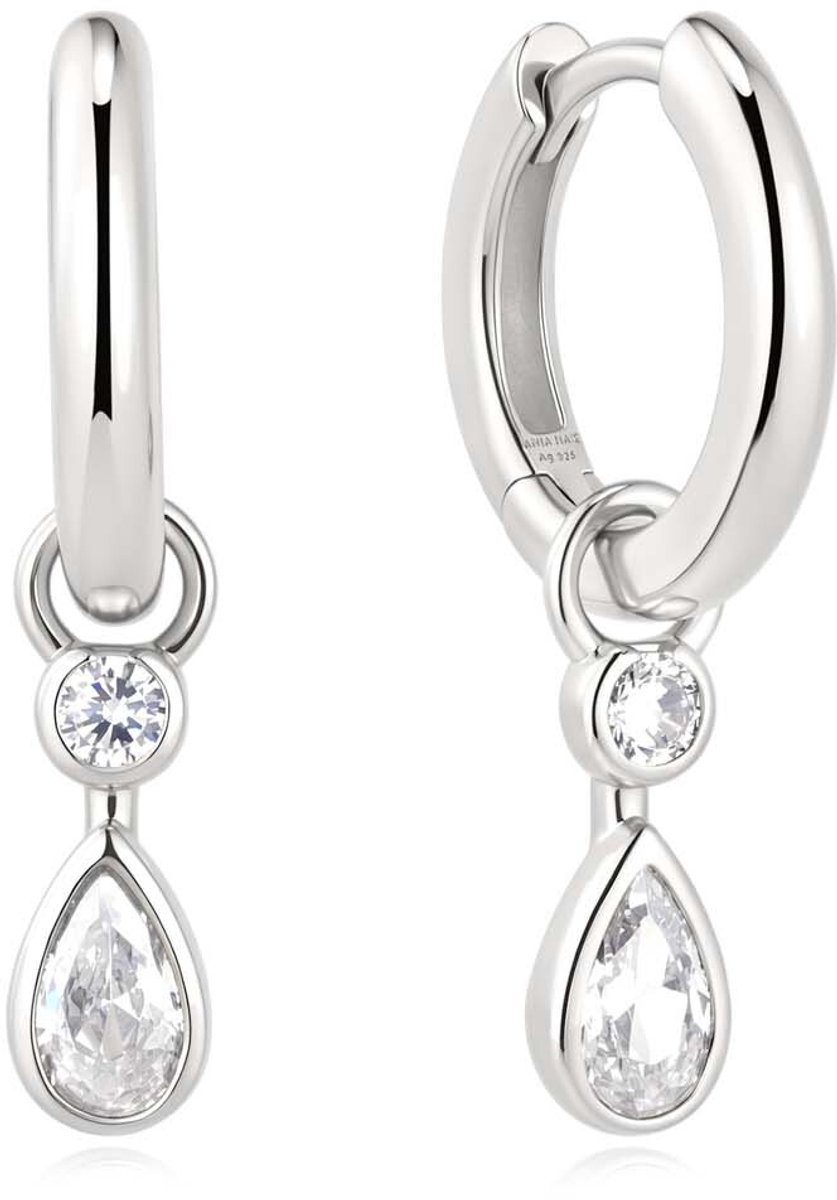 Slv Teardrop Huggie Hoop Earrings E