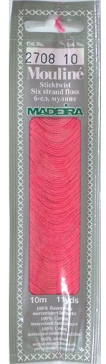 Borduurgaren Madeira Mouline 10 meter 6 draads splijtgaren - roze (2708)