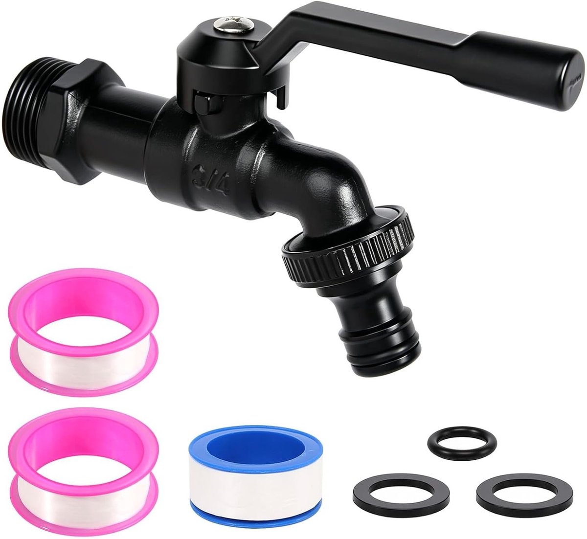 Vorstvrije buitenkraan - Zwart - 1,9 cm - Messing met Kogelkraan - Voor Tuin en Huishouden
