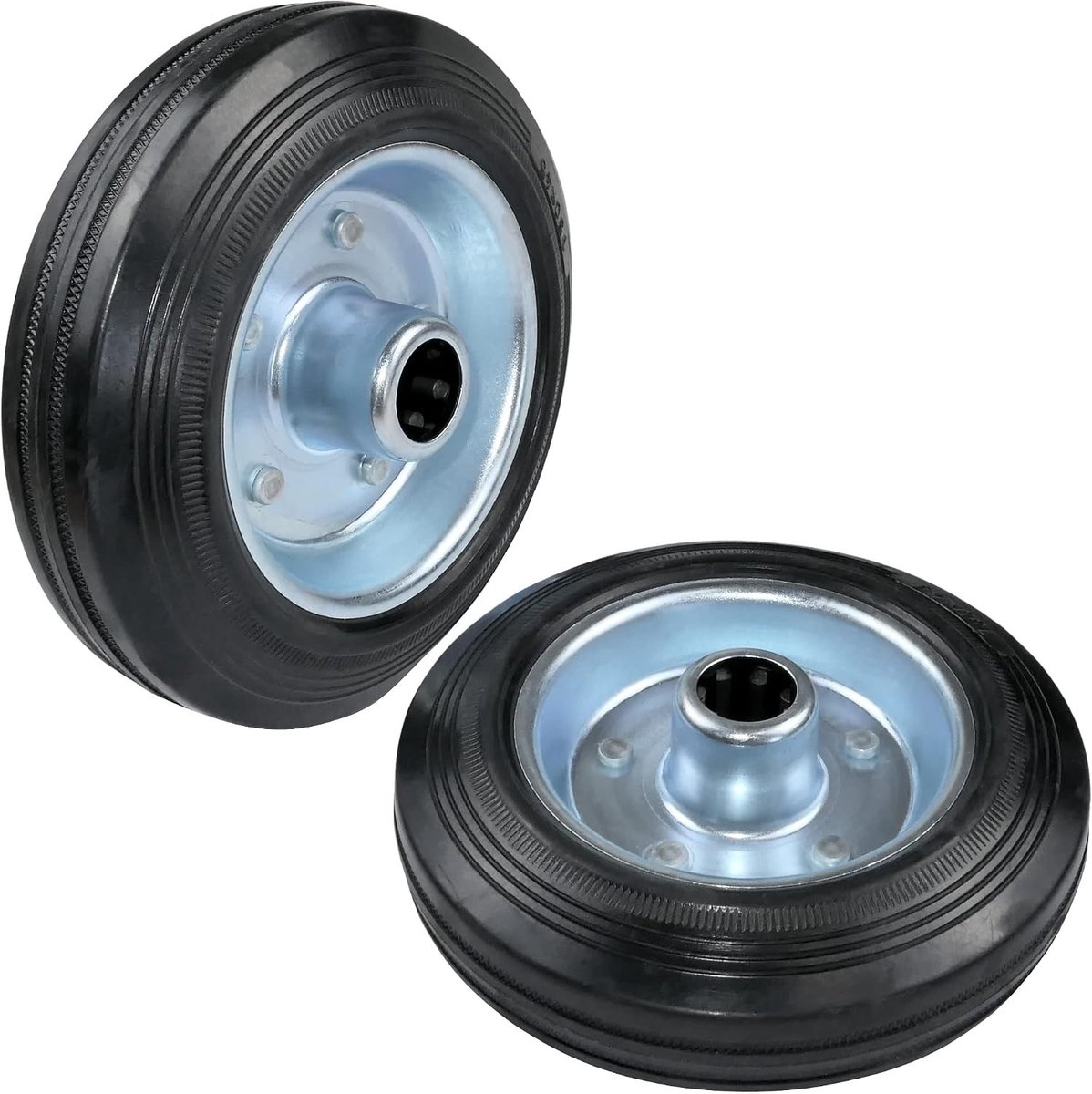 Roulettewiel - Zwart - Ø150 mm - Rubberen Wiel met Stalen Velg - Set van 2 voor Trolleys en Transportwagens