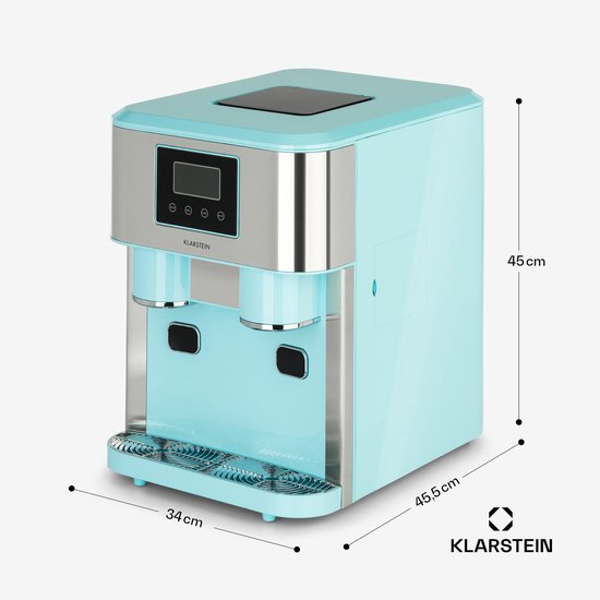 Klarstein ijsblokjesmachine klein, 1,8L ijsblokjesmaker, ijsblokjesmachine voor Crushed en Bullet ijs, snelle Mini ijsblokjesmachine, reiniging, ijsblokjesmaker voor 15kg/24h - IJsmachine - 120 cm - voor Bar voor Thuis - Touch Crushed Ice — afbeelding 3