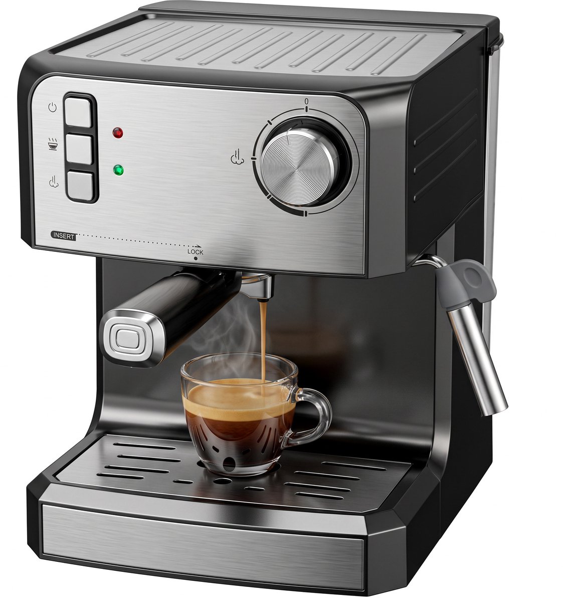 ECTEATOY® espressomachine piston - pistonmachines met Melkopschuimer - Koffiemachine 20 Bar - 1,6L Watertank - 850W - Zwart