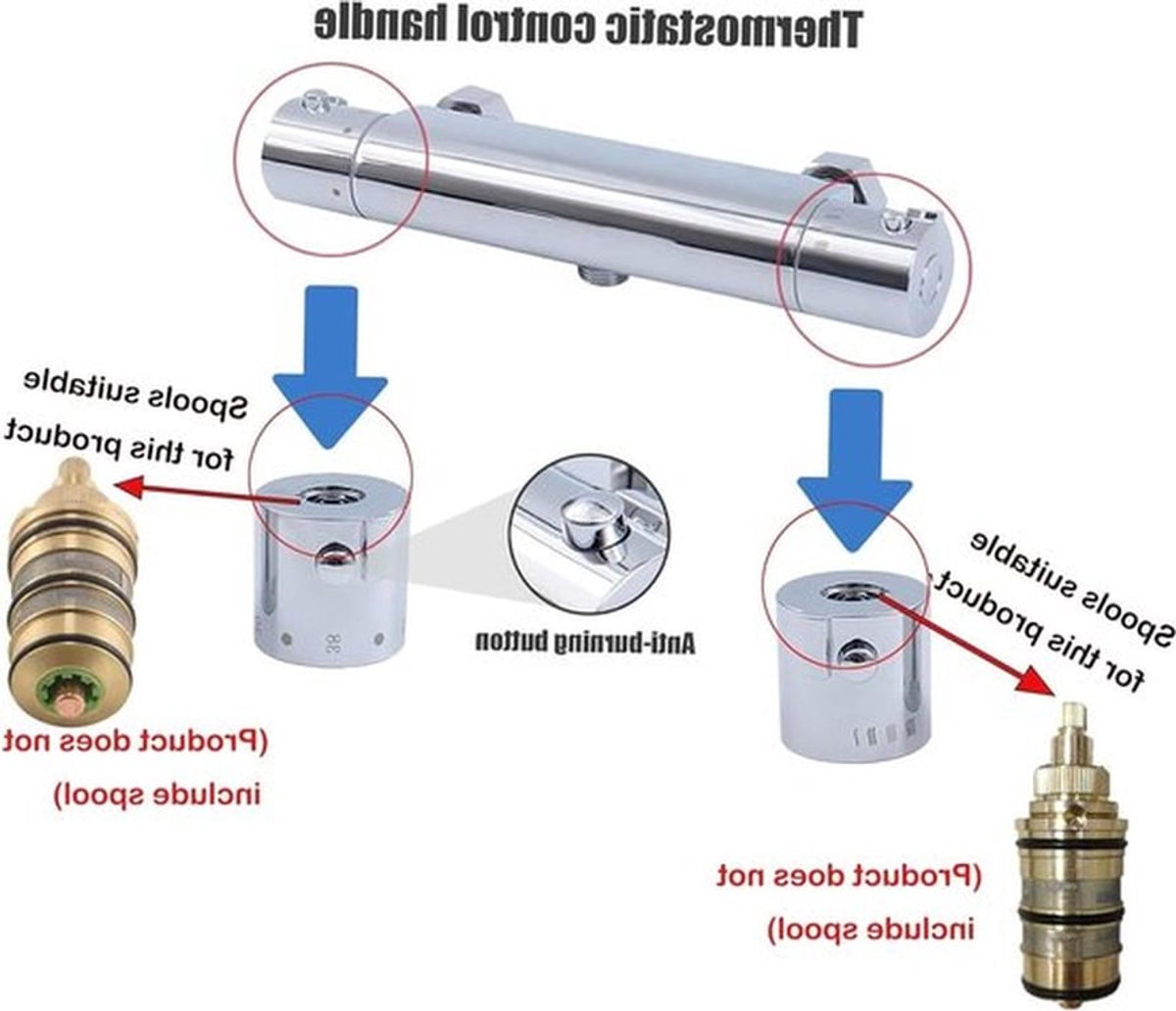 Thermostatische douchetemperatuurregelaar chroom handgreep - Handige regelknop - Eenvoudige temperatuurregelaar
