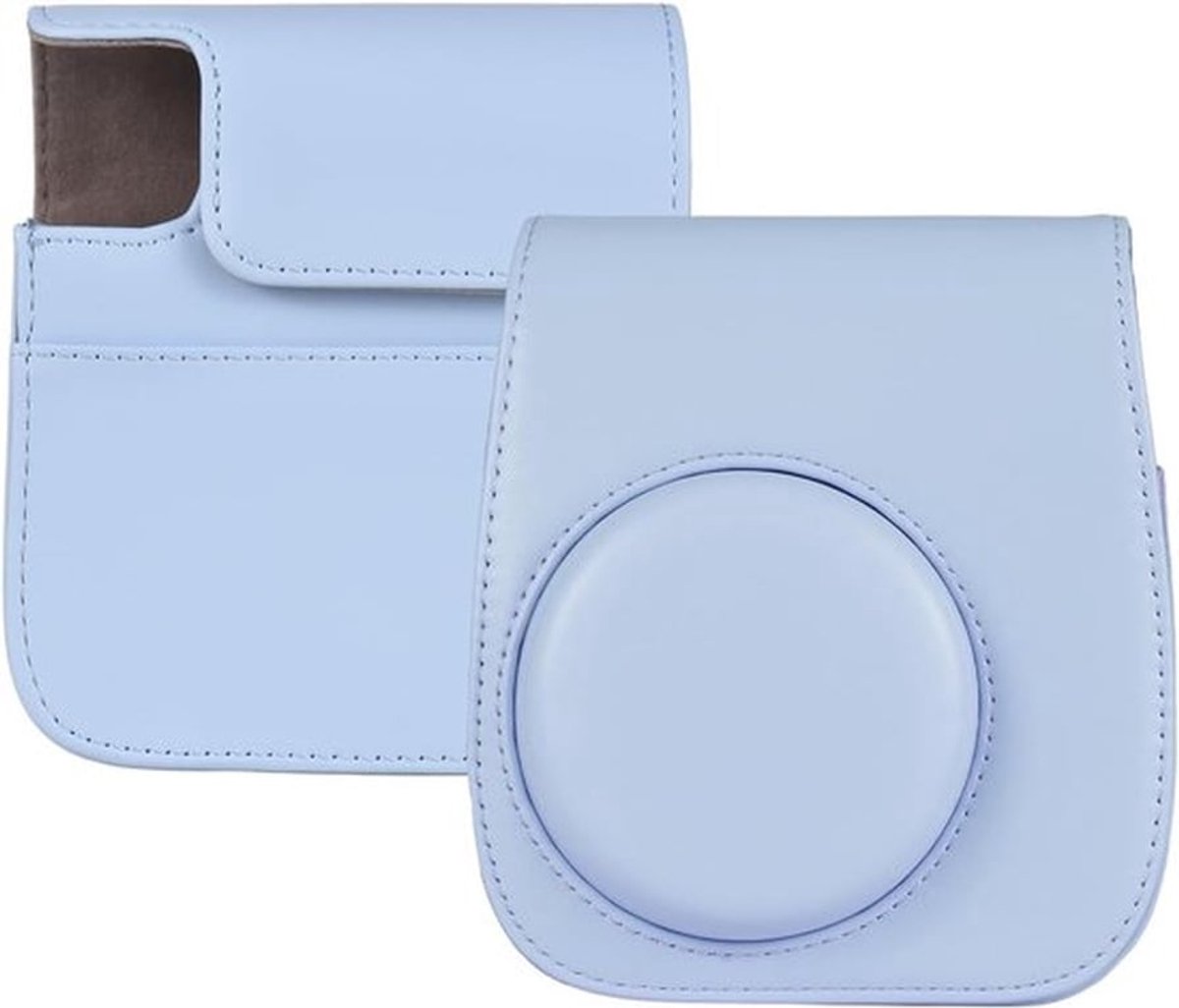 Stijlvolle Opbergtas voor Instant Camera van PU Leer met Magnetische Sluiting en Schouderriem - Geschikt voor Fujifilm Instax Mini 12/11/9/8, Blauw