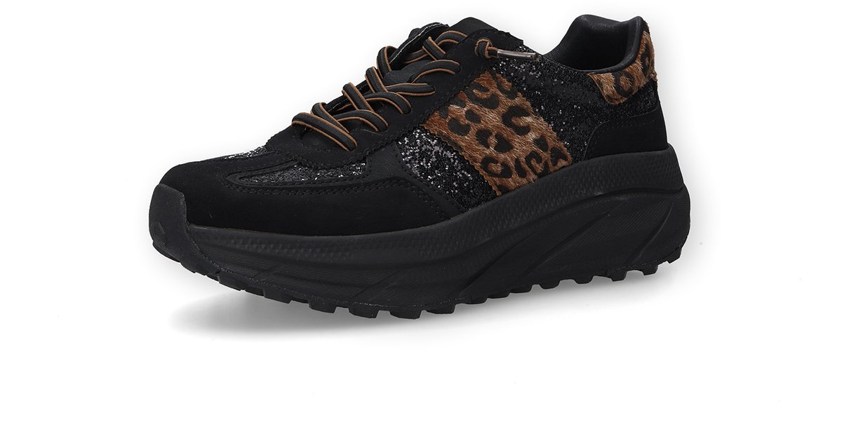 Dockers by Gerli Dames Animal Sneakers Low Black Brown