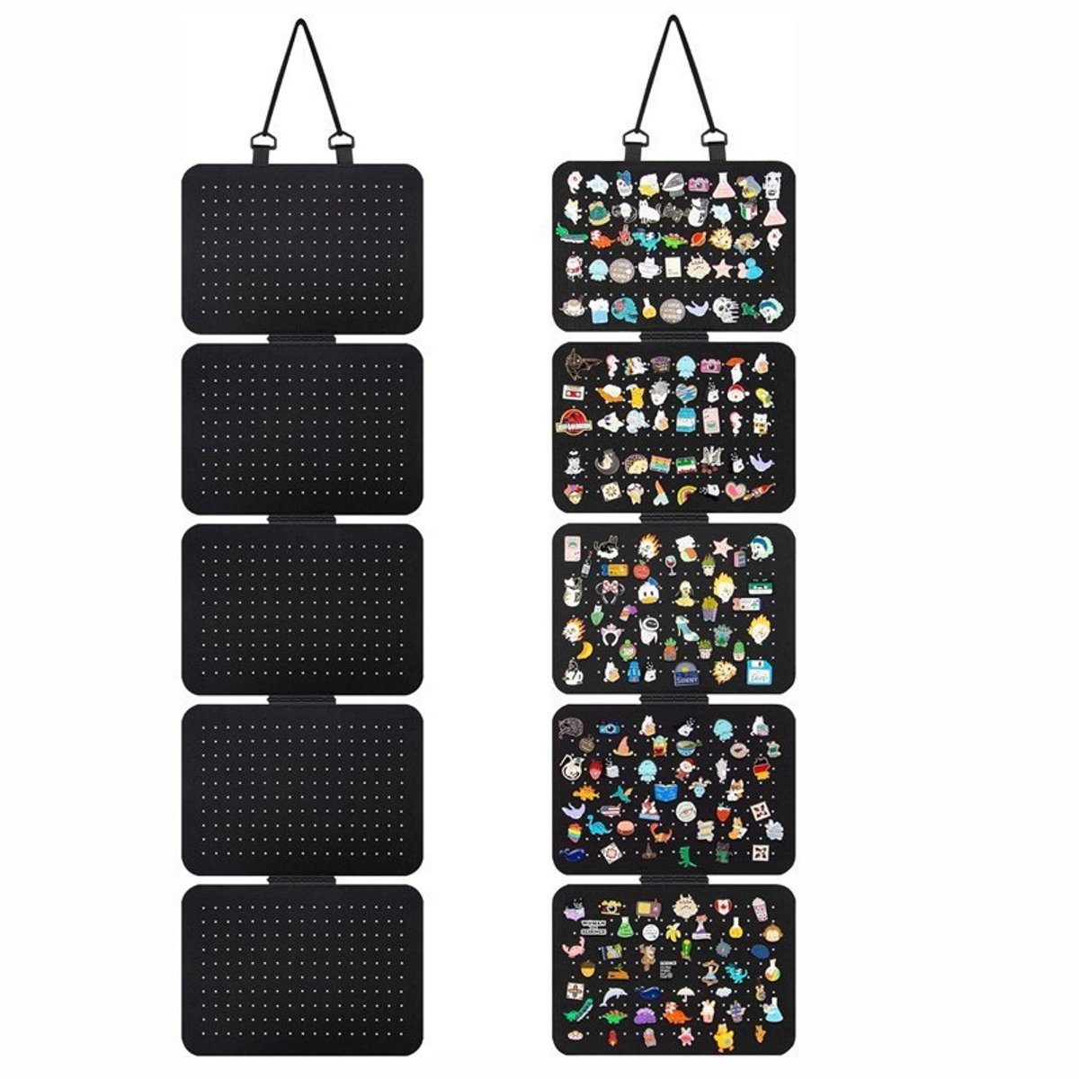 Ryoudavell - Opbergtassen - hangende pin display panelen organizer met 5 losse bladen afneembaar- broche pin display pagina's - badge collectie display houder houd -Broche opberghangtas - Vilt displayhangtas - Schoenen accessoire opbergrek - 1 stuk