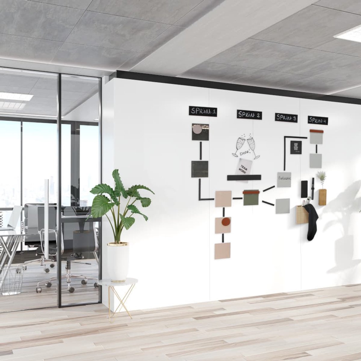 Magnetisch Whiteboardbehang - Zelfklevend Basic Wit Gloss - 120x250cm - Kamer26