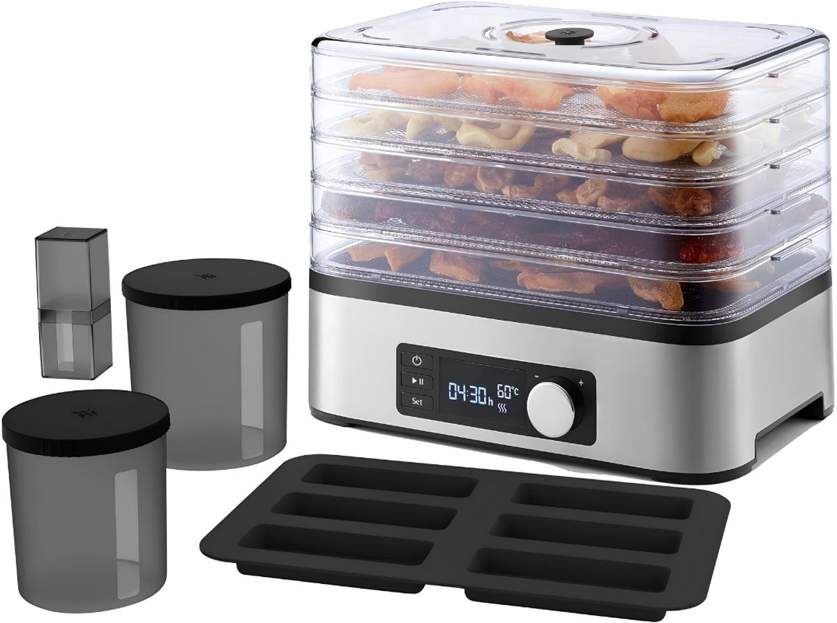 TYR® Voedseldroger - Droogmachine - Dehydrator - Zwart en Zilver - 19cm x 28cm x 21cm