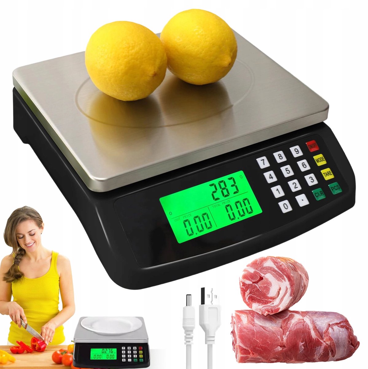 Digitale Keukenweegschaal – Weegschaal Keuken - Weegschaalkeuken - 30 kg - 1g Precisie - Eenheden Wisselbaar - LCD Verlicht - Tarra & Telfunctie - RVS Platform - Voor Koken & Bakken & Knutselen