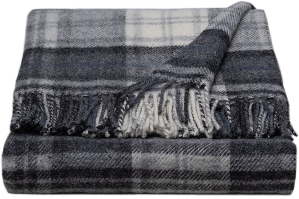 WOOOL Luxury Plaid - COTTAGE CHECK (Grey) - 150x183cm
