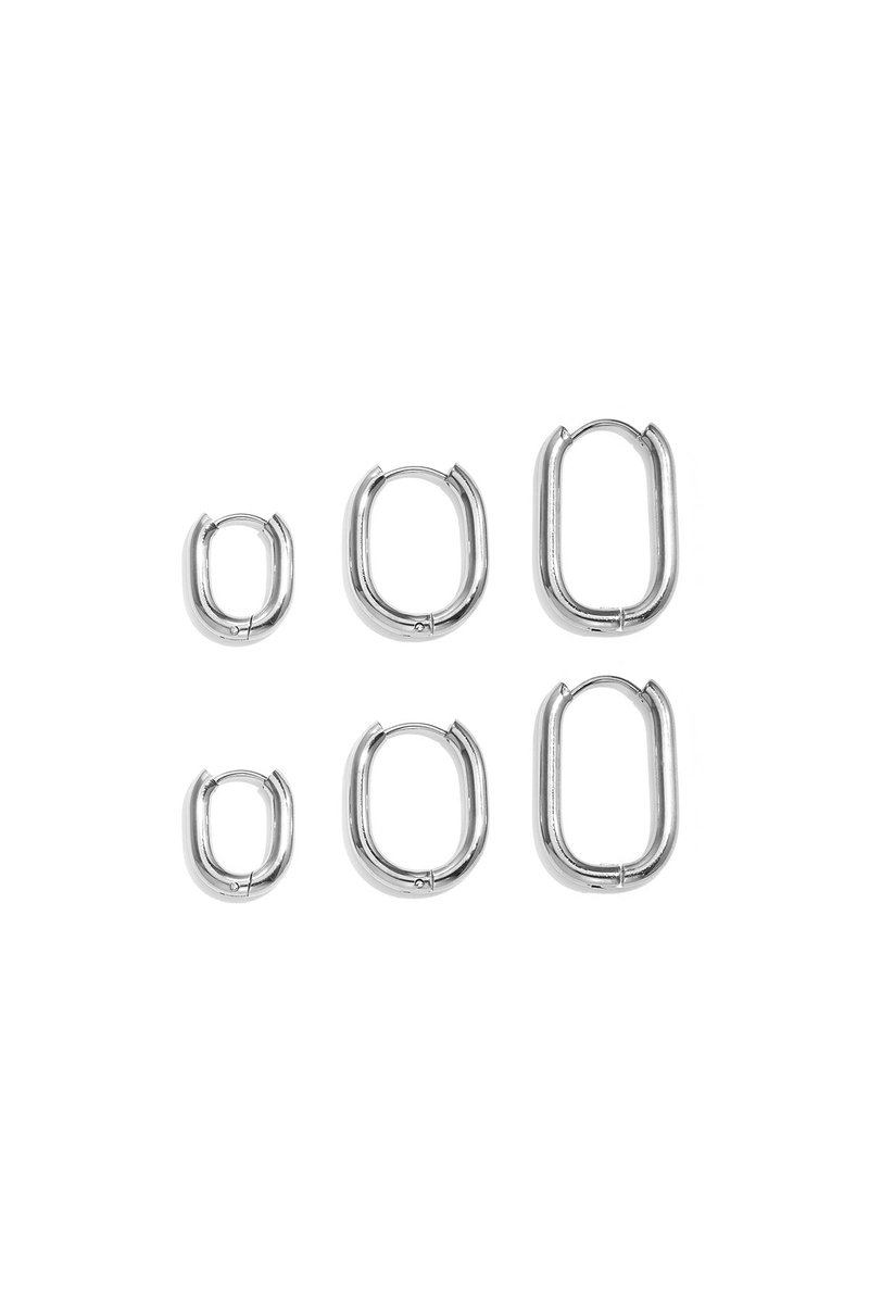 Vesper - Geometrische Oorbellen - Stainless Steel - - Zilver
