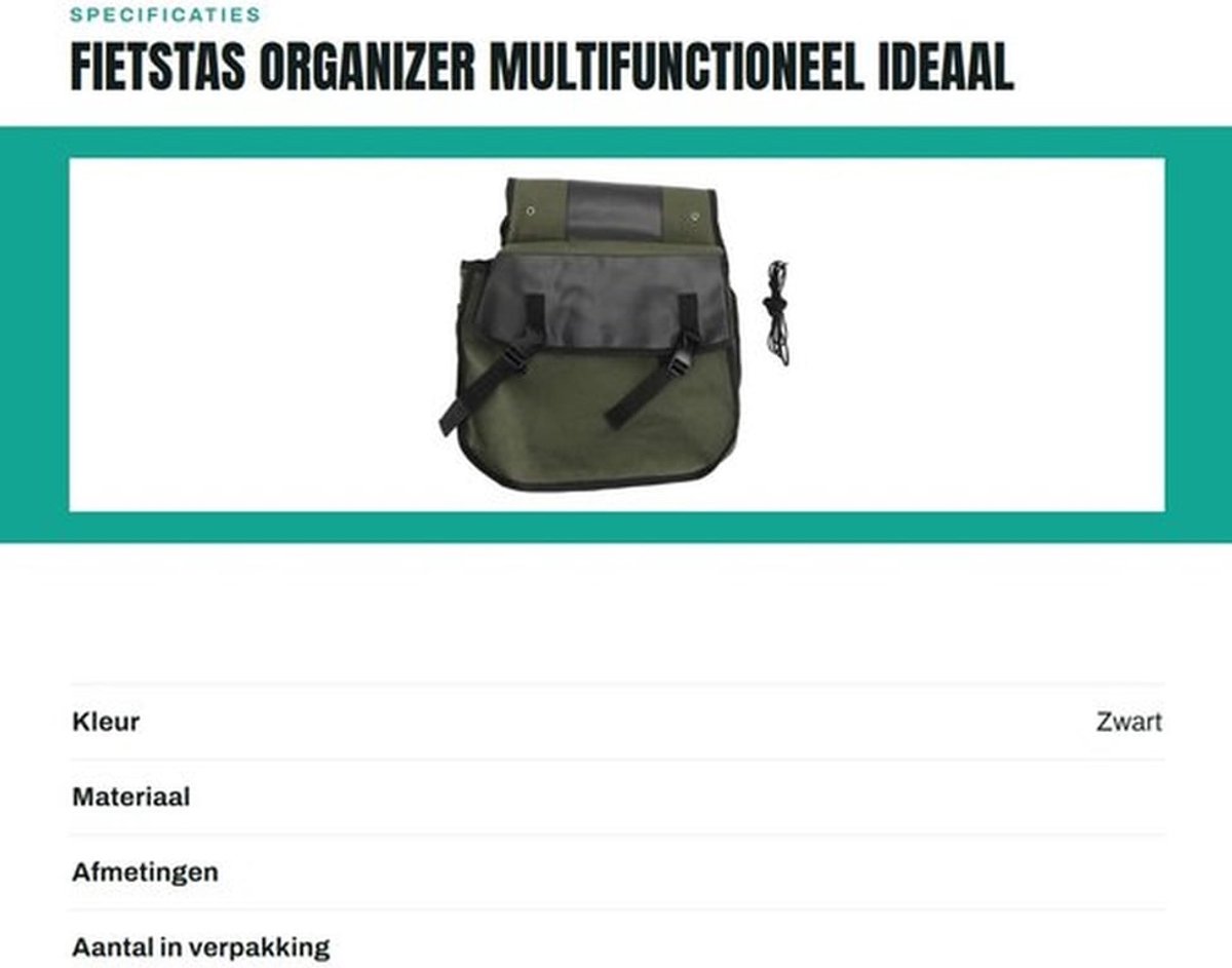 Fietstas Organizer - Multifunctioneel - Achterbank - 40L Capaciteit - Slijtvast Canvas - Fietsaccessoire - Fietsorganizer