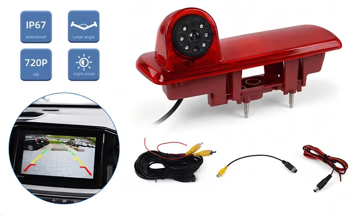 Achteruitrijcamera-set | Geschikt voor Opel Vivaro B, Renault Trafic 3, Fiat Talento, Nissan NV300 2014-2021 | Met universele tulp / RCA aansluiting | Parkeerhulp universeel | camera | Geschikt voor aftermarket Android radio scherm, Carplay autoradio