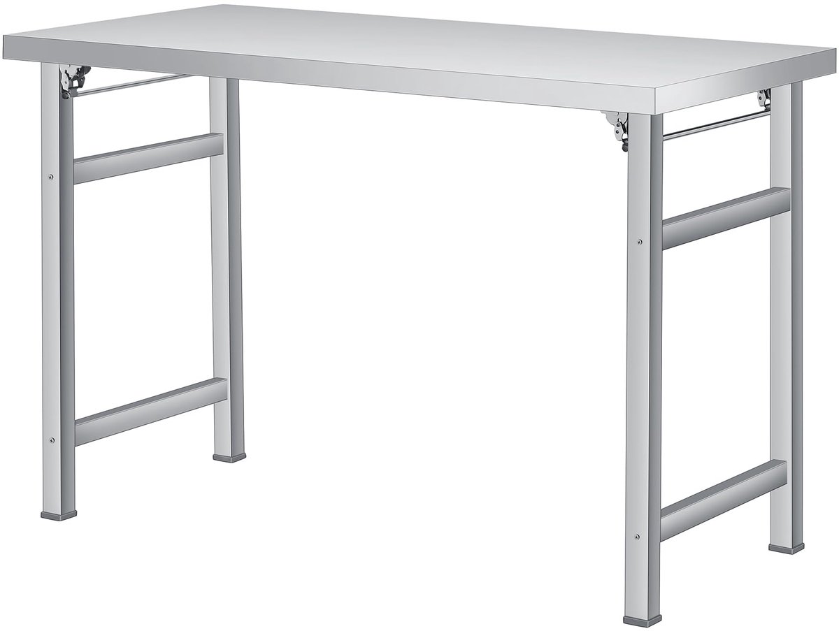 HoerFuriy - Opvouwbare RVS Werktafel - Zware‑Duty Commerciële Voorbereidingstafel - Draagbare Roestvrijstalen Tafel Voor Catering, BBQ En Kamperen - 122x61x80cm