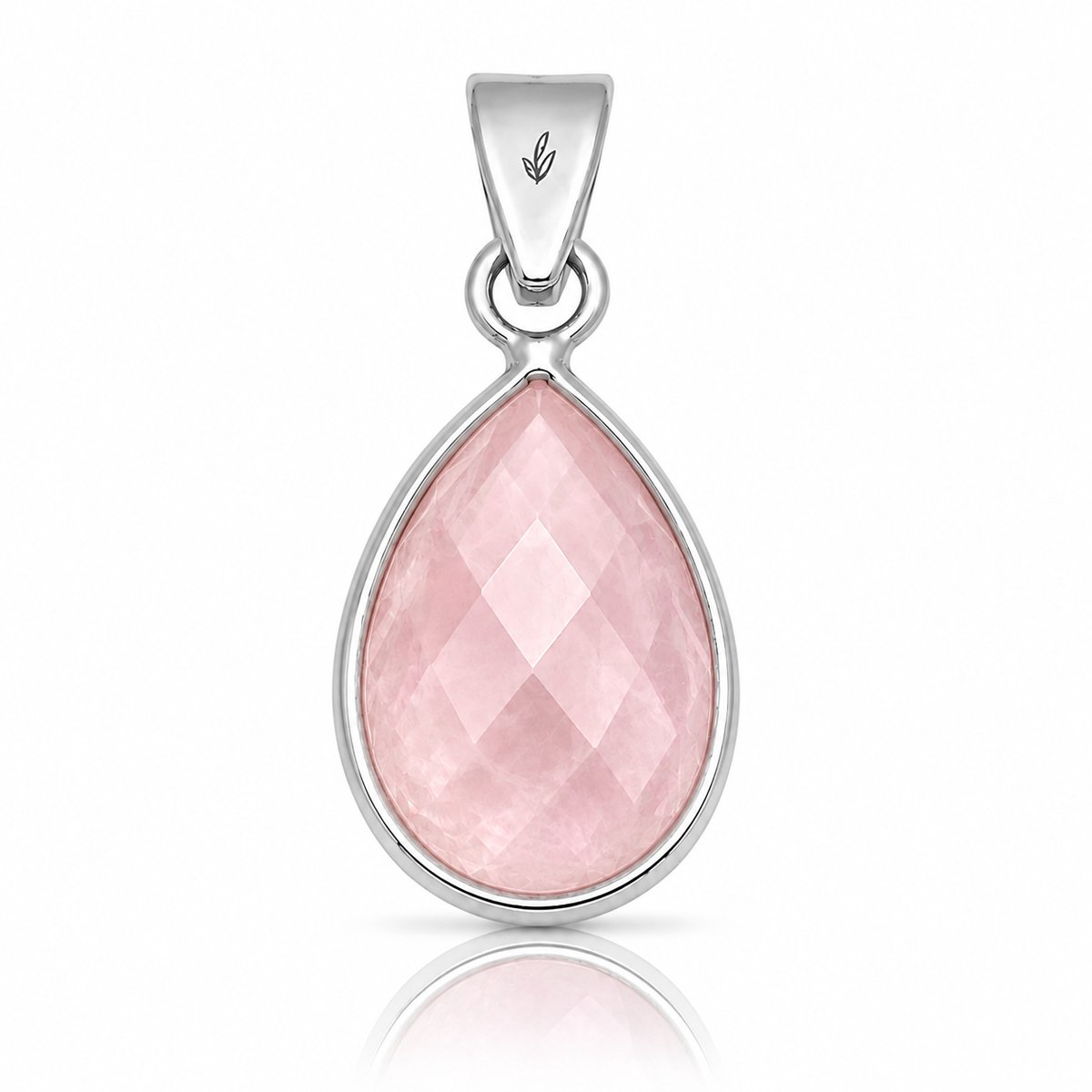 Natuursieraad - 925 sterling zilver rozenkwarts druppel ketting hanger - boho edelsteen sieraad - handgemaakt
