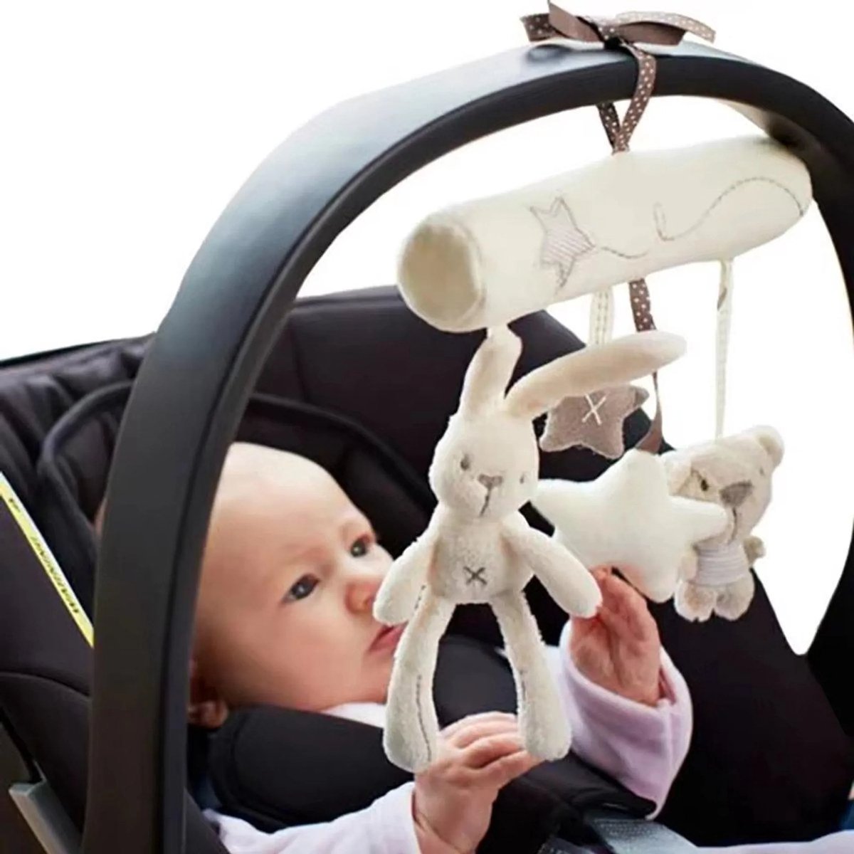 Casalora Pluche Konijntje Hangspeelgoed – Voor Baby’s vanaf 0 Maanden – Kinderwagen & Autostoel Speelgoed – Jongen & Meisje
