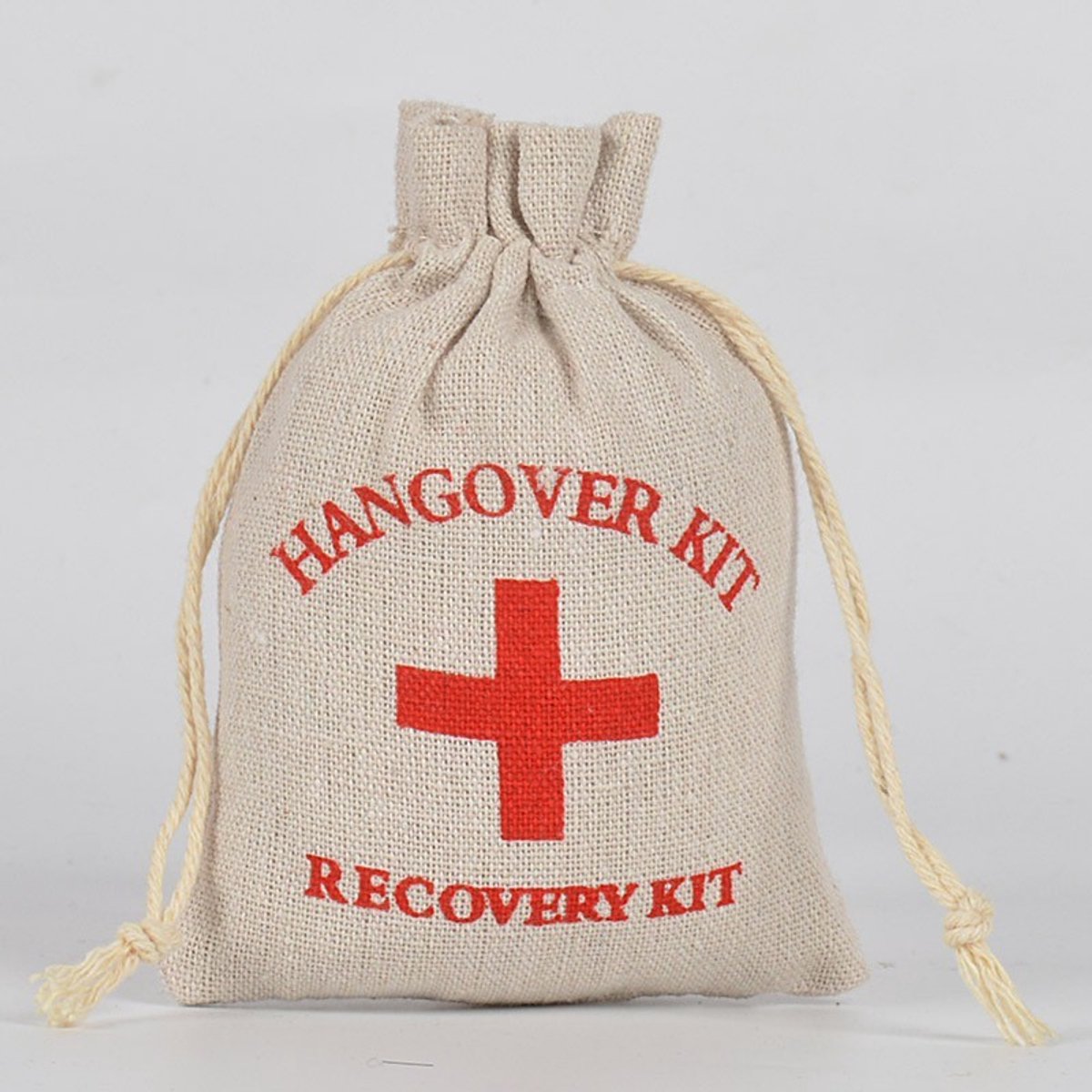 Go Go Gadget - Hangover Recovery Kit - Bruiloft uitdeelzakjes - Jute - 1 set van 10 stuks - 9.5x13.5cm