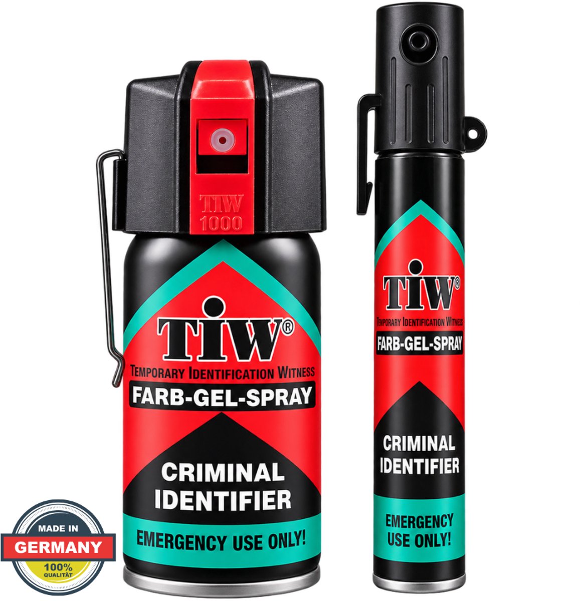 Set 2 Stuks - TIW Security Identificatie Spray 40ML + 20ML - Criminal Identifier - Onderweg en voor Thuis - Markering op Dader - Zichtbaar tot 48 Uur - 4M Bereik- zelfverdedigingsspray