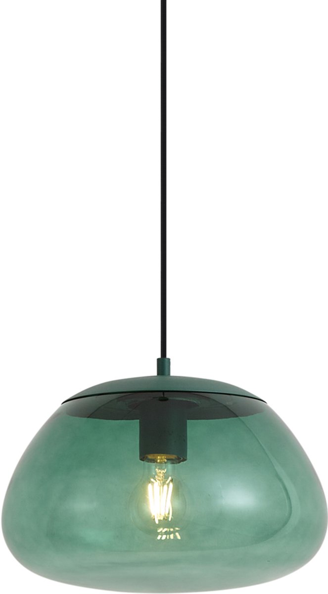 Qazqa retro hanglamp - Giselle - groen, rond, 30cm, ideaal als lamp