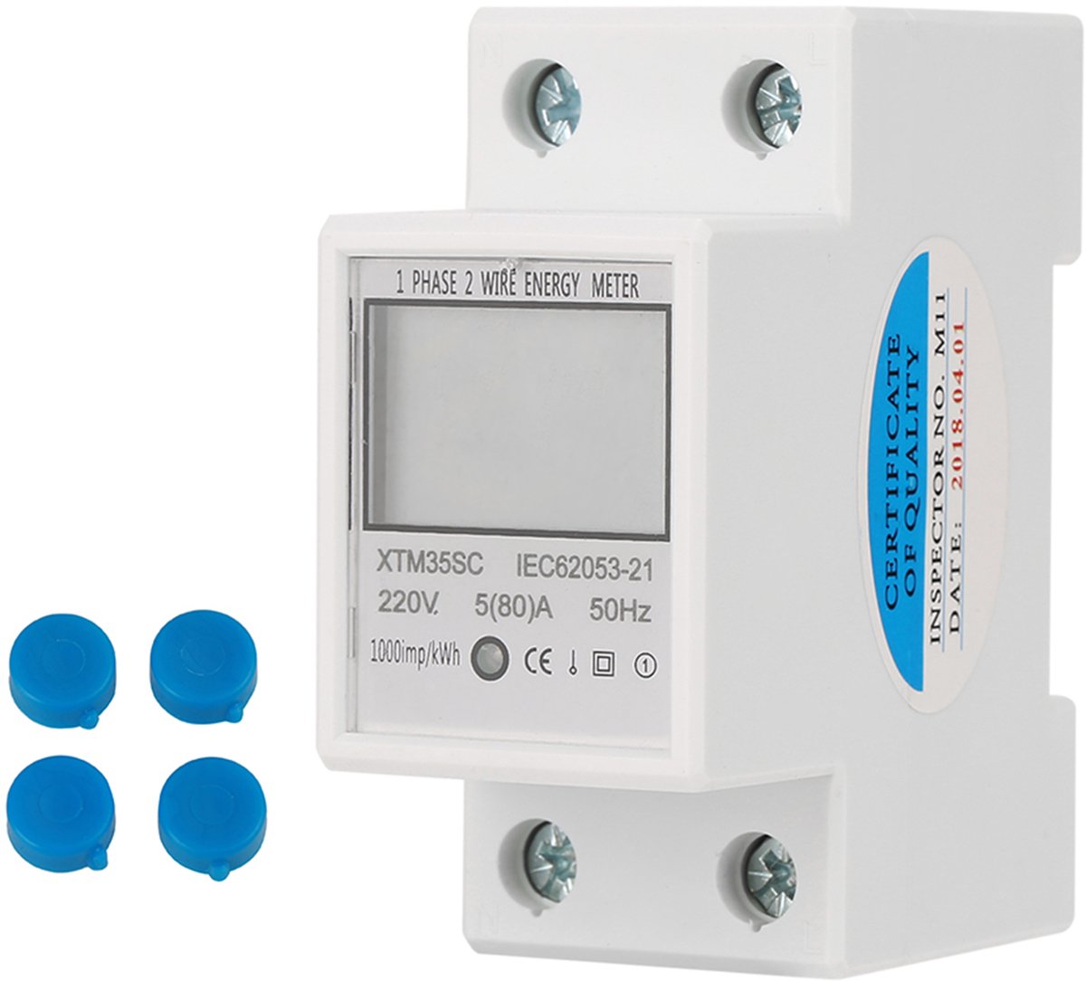 Digitale 1-fase DIN-rail kWh-meter XTM35SC - 220 V - 5(80) A - lcd