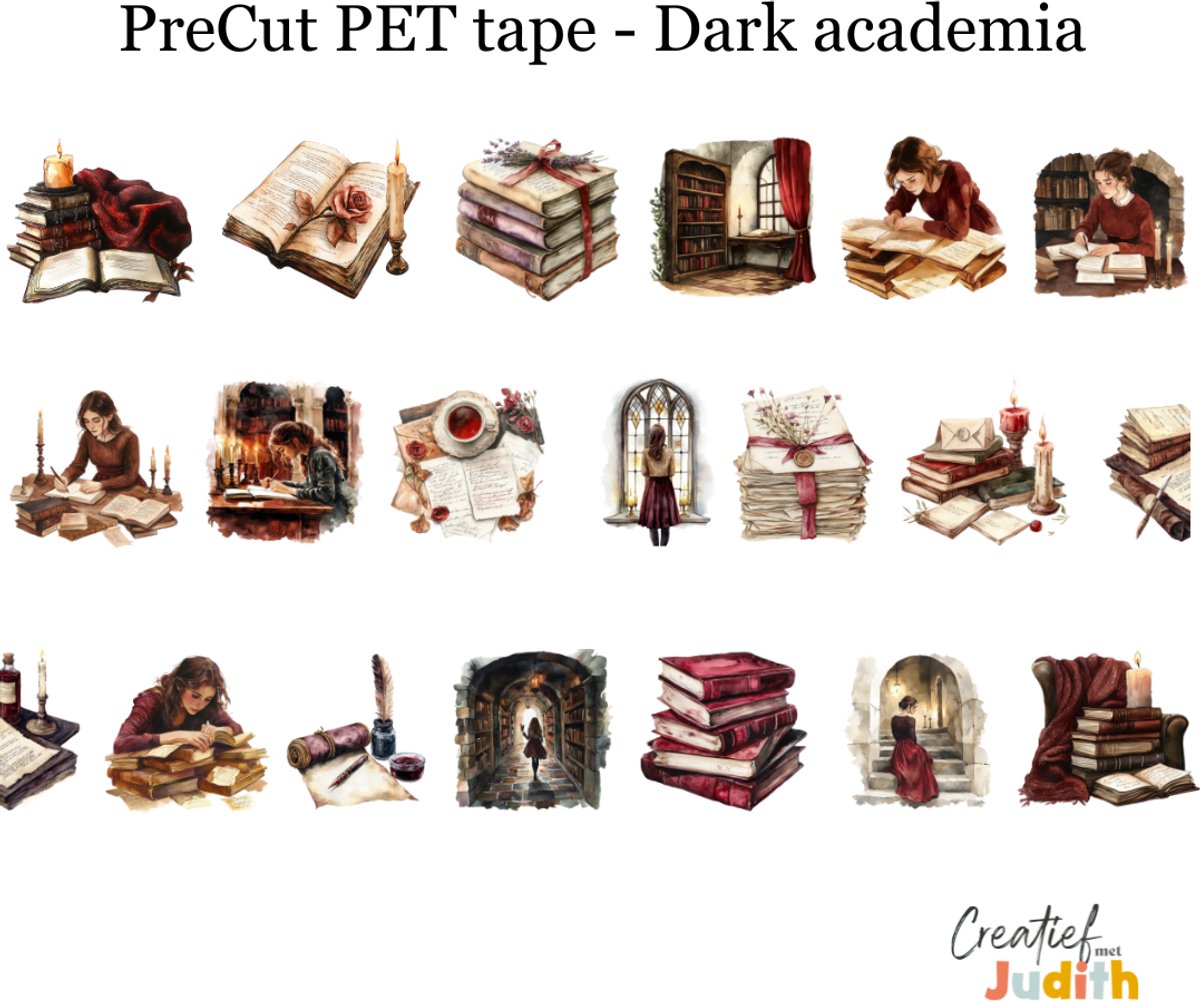 Bullet Journal Pet Tape Dark academia - Planner Agenda Stickers - boeken stickers - Transparante stickers 2mtr - Scrapbook stickers - Doorzichtige Deco stickers - Pre-cut stickers - volwassenen en kinderen