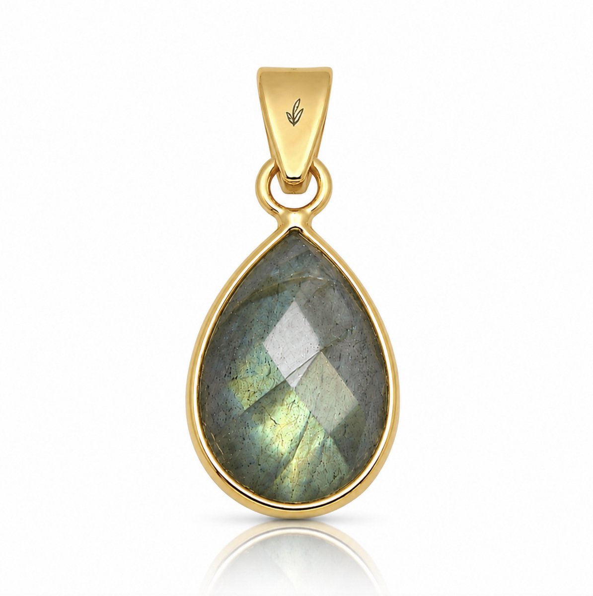 Natuursieraad - 925 sterling zilver goldplated labradoriet ketting hanger bedel - luxe edelsteen sieraad - handgemaakt