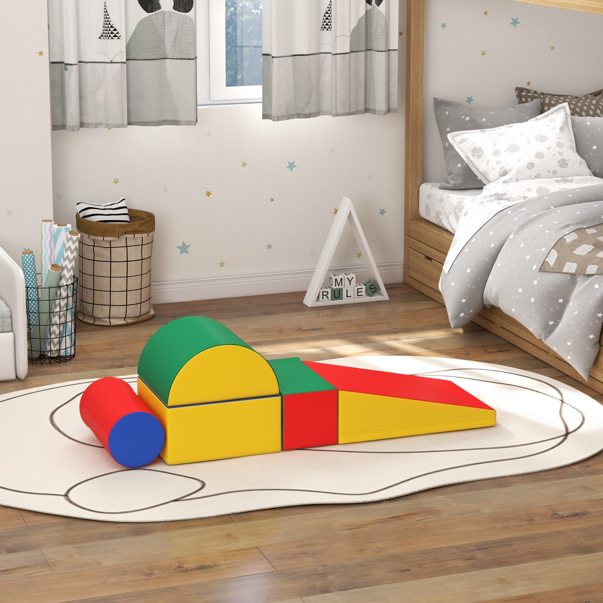 TEKROA® Baby Foam Blokken - 5-delige zachte en veilige schuimrubberen speelset - Educatief Speelgoed - klim- en kruipspeelgoed voor peuters