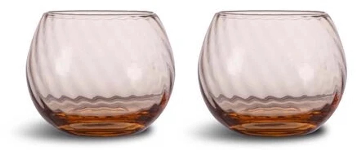 Byon Opacity water / dessert glas set van 2 22cl peach