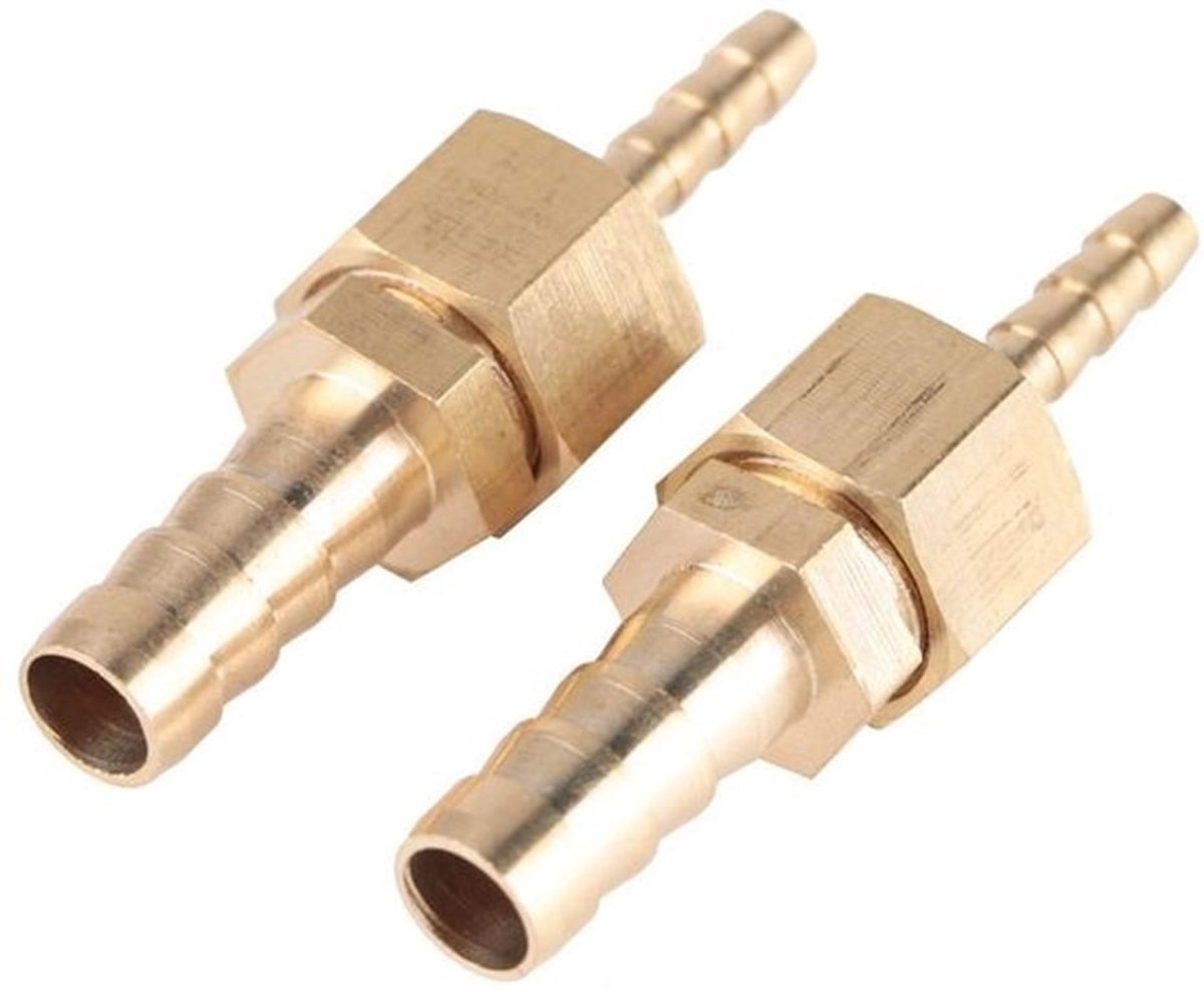 Slangconnector Messing - 2 Stuks - Corrosiebestendig - Buisadapter 4-8 mm - Duurzaam - Onderdeel voor Onderhoud - Buisconnector