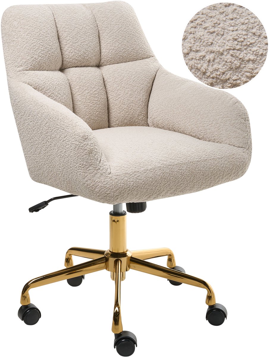 PALMDALE - Bureaustoel - Lichtbeige - Bouclé