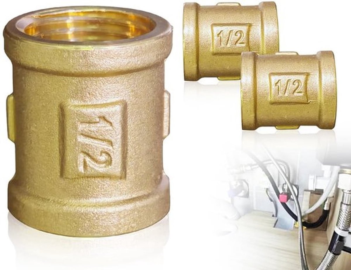 Schroefdraadfitting Antiek - Messing Fitting - Gietijzeren Nippel - Verpakking van 2 - 2 1/2 Inch - Hoogwaardig Materiaal - Slangfitting
