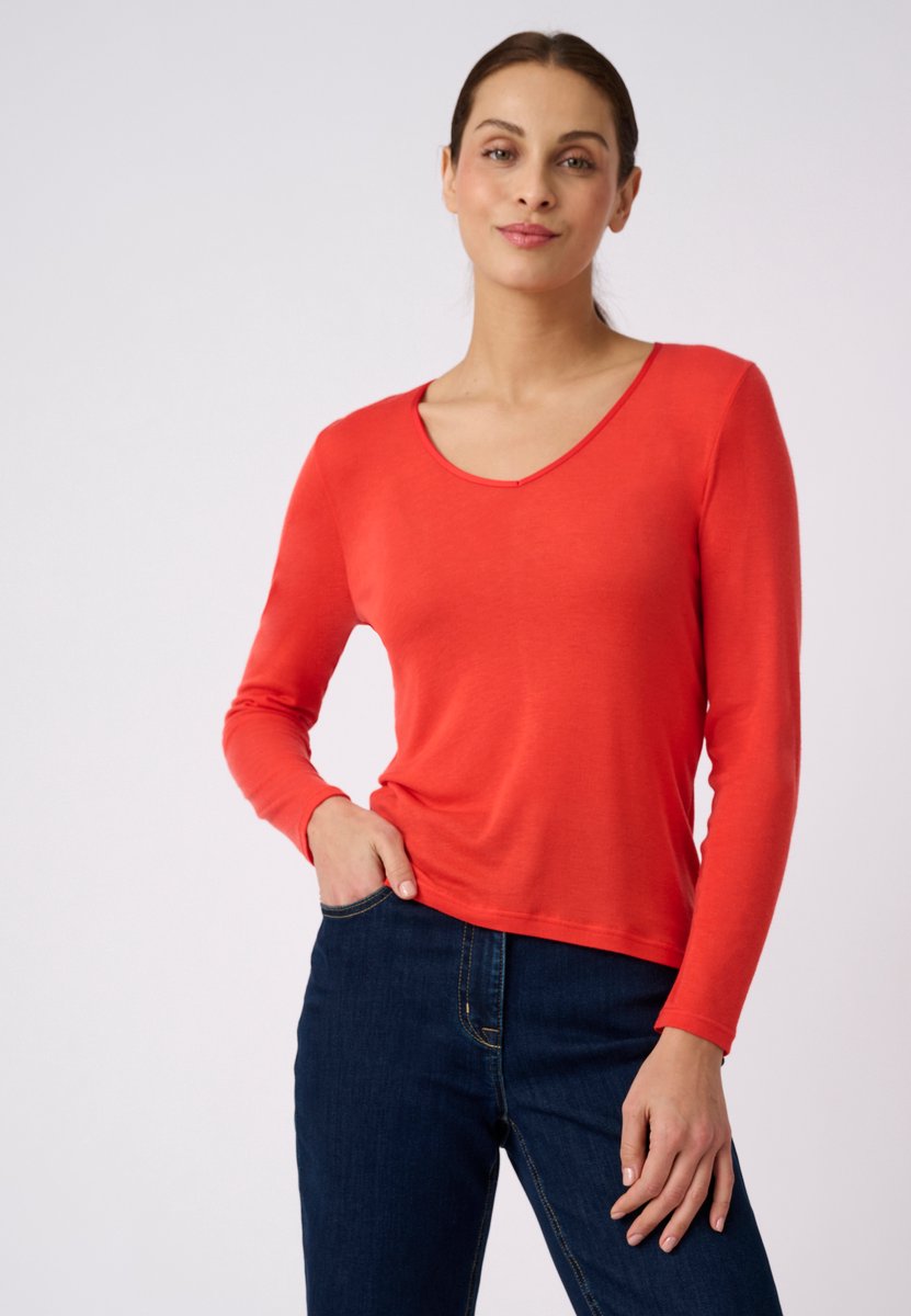 Damart - Thermolactyl Sensitive T-shirt lange mouw V-hals - Dames - Rood - 38-40 (S)
