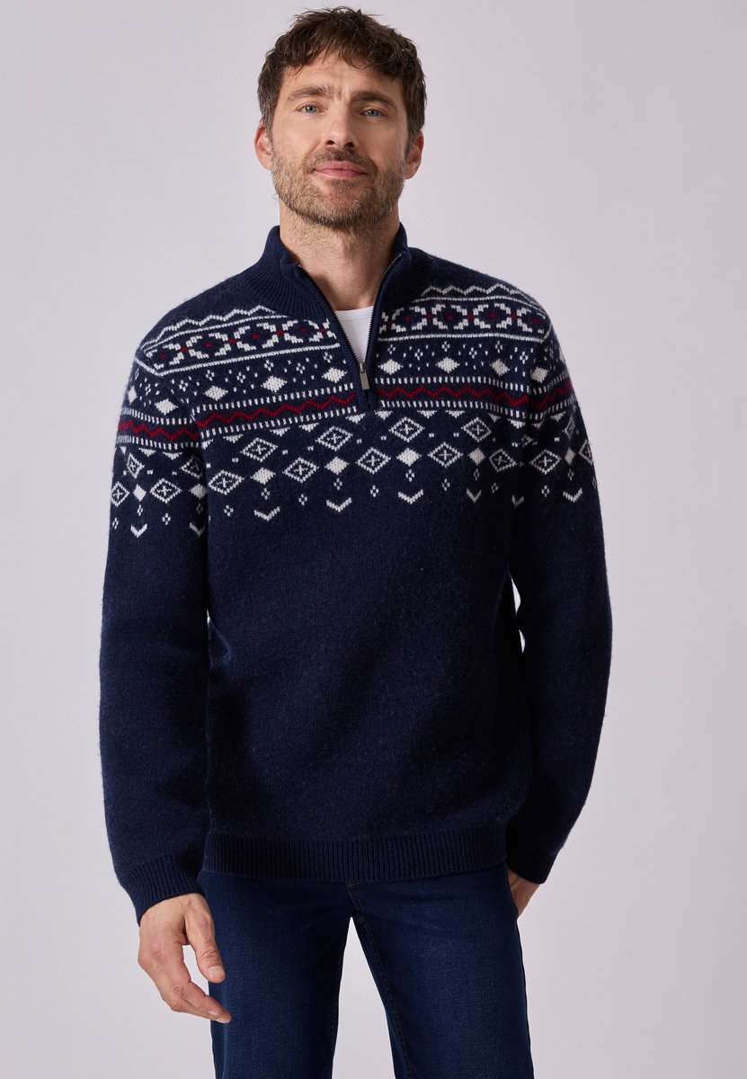 Damart - Jacquard kersttrui - Heren - Blauw - (86-93) S