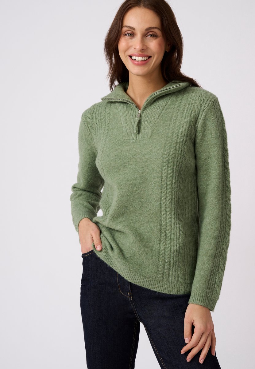 Damart - Thermolactyl kabeltrui met halve rits voor heren - Dames - Groen - L