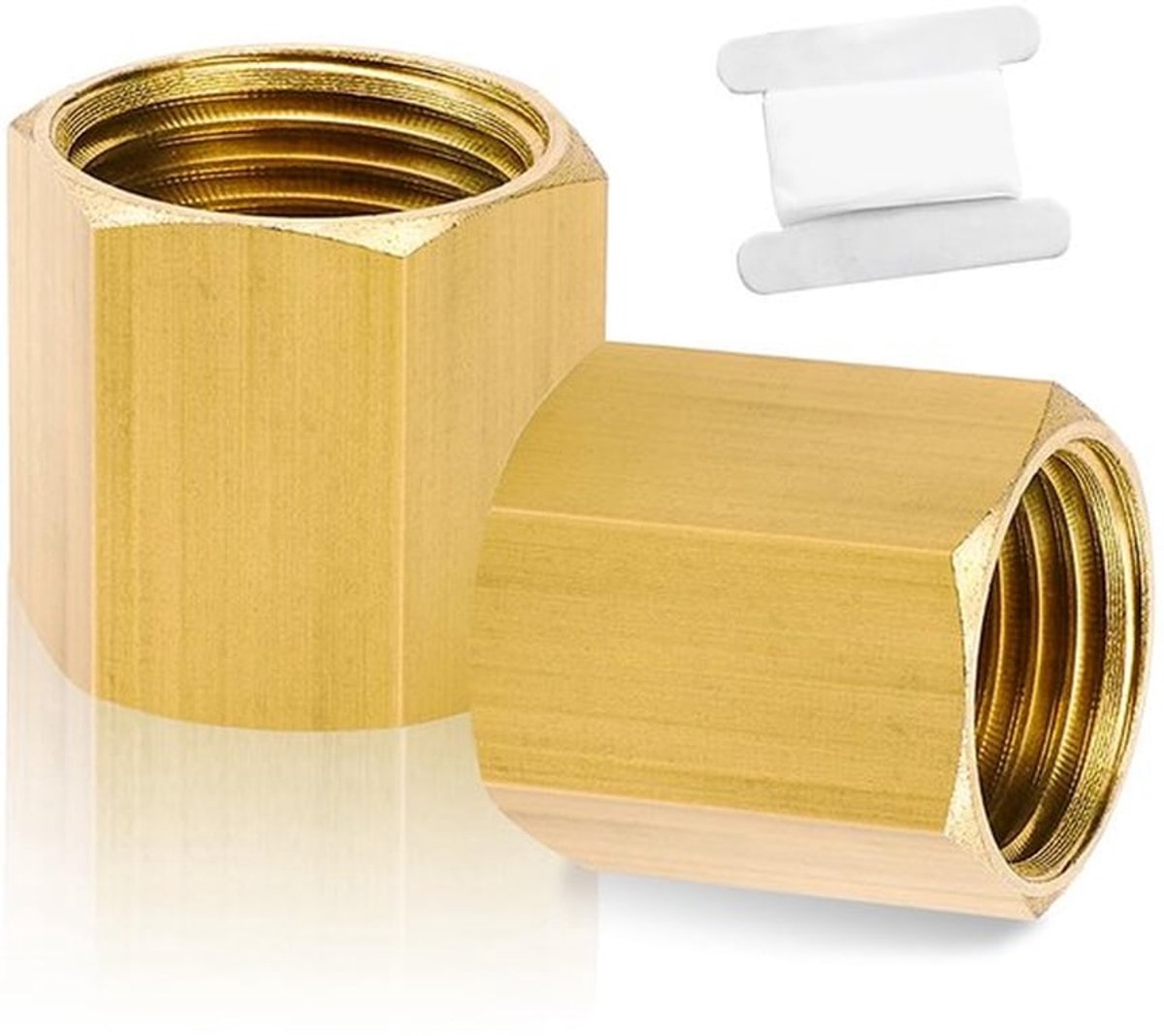 Verbindingsstuk Messing - 2 Stuks - 1/4 Inch IG - Dubbele Nippelkoppeling - Zeskantig - Afdichtband Inbegrepen - Fitting