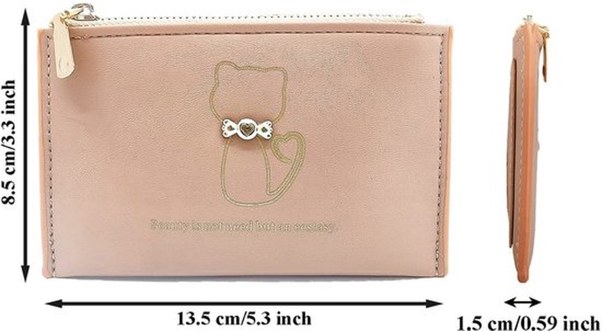 Portemonnee Dames Klein - Kwastje - Rits - Debetkaarthouder - PU-leer - Duurzaam 13,5x8,5x1,5 cm - Damesportemonnee