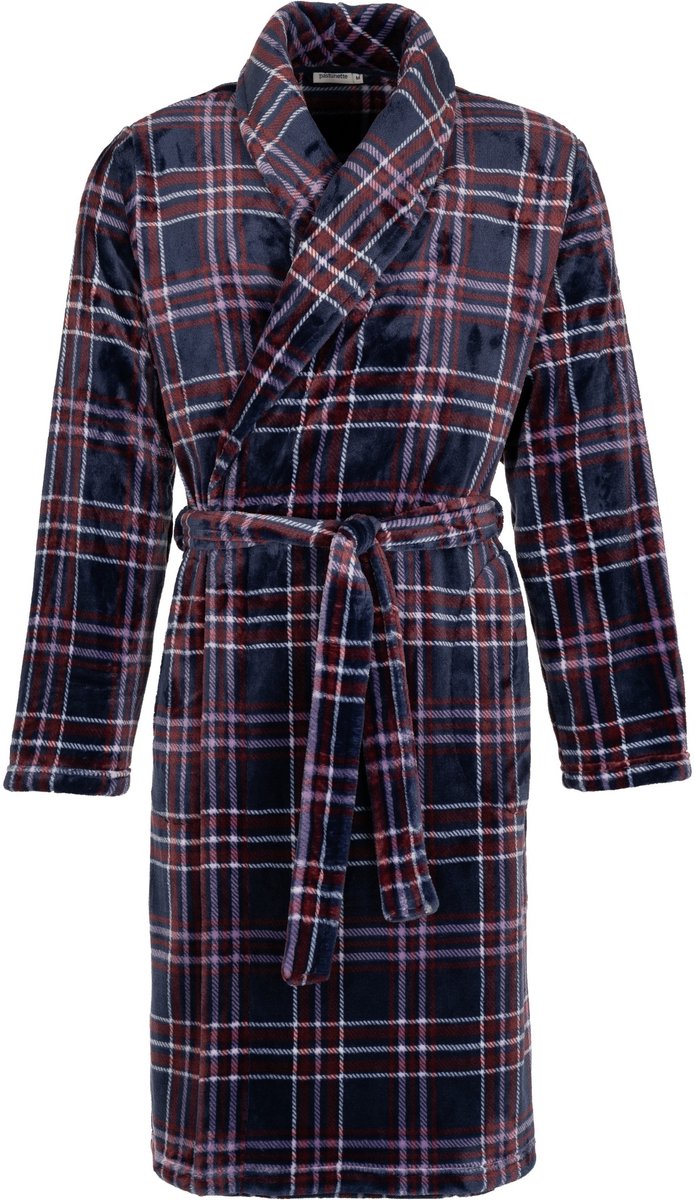 Pastunette - Badjas - Northern Checks - Fleece - Donkerblauw - Geruit - Maat M